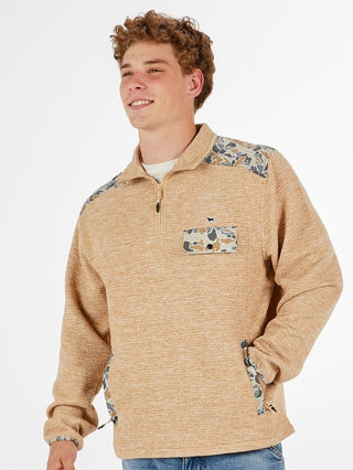 From The Start Men's Quarter Zip Pullover in Latte