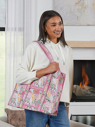 Don't Stop Running Tote in Multi Flower