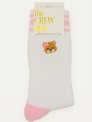 Teddy Bear Kinda Cozy Embroidered Crew Socks