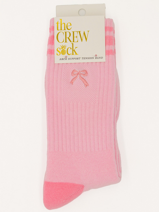 Small Bow Kinda Cozy Embroidered Crew Socks