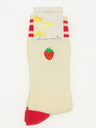 Sweet Strawberry Kinda Cozy Embroidered Crew Socks