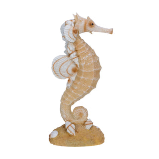 6 Inch Sand & Shell Seahorse Figurine