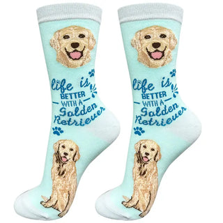 Life is Better With A Golden Retriever Crew Socks