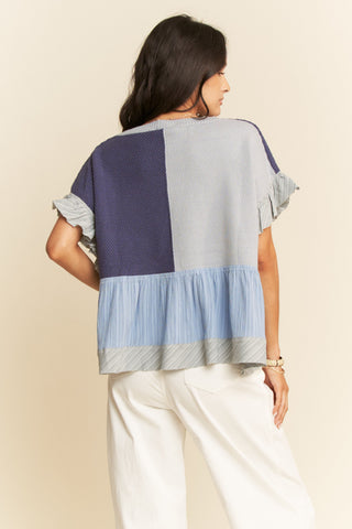Patchwork On Your Heart Top in Denim