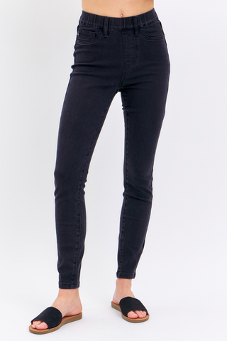 Judy Blue High Waist Pull On Skinny Jeans In Black