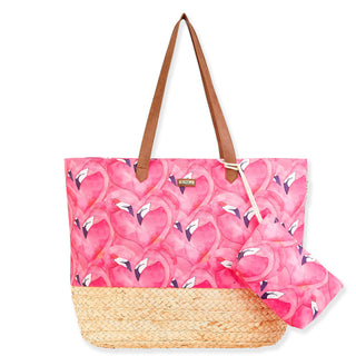 Canvas Tote in Pink Flamingos