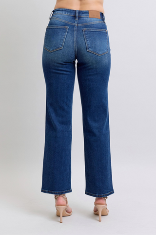 Judy Blue Mid-Rise Side Seam Detail Straight Leg Jeans