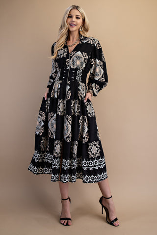 Never Tied Down Midi Dress in Black