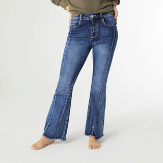 EverStretch Flare Jeans With Inset Seam In Dark Denim