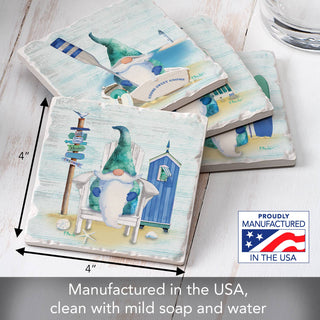 Coastal Gnomes Assorted Image Tumbled Tile Coaster 4 Pack