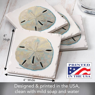 Colorful Sand Dollar Absorbent Tumbled Tile Coaster 4pk