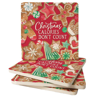 Calories Don't Count 4pk Absorbent Stone Coaster Set 4.25"