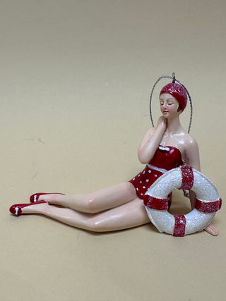 Nautical Vintage Lady Ornament in Red