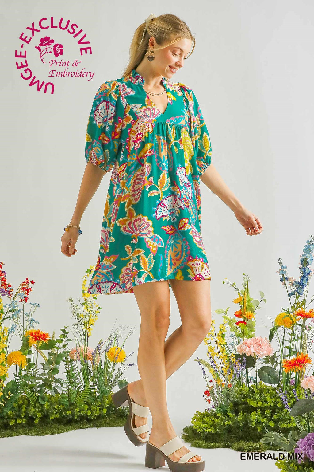 emerald green babydoll dress Near Your Heart in Mix Emerald Mix / 1XL Size:14 33 YGroup_rona-midi-dress Round 