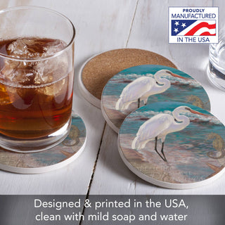 Experience Heron Round Absorbent Stone Coaster 4pk