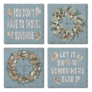 "Shovel Sunshine" 4 Pack Assorted Image Coaster Set