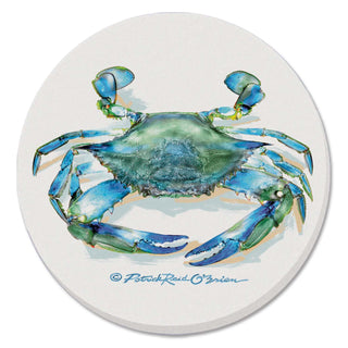 Teal Crab Round Absorbent Stone Coaster 4pk