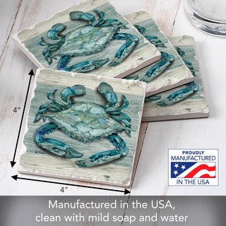 Northpoint Crab Absorbent Tumbled Tile Coaster 4pk