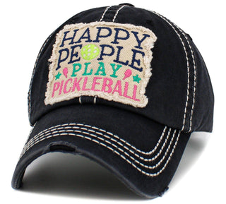Happy People Play Pickleball Washed Vintage Ballcap