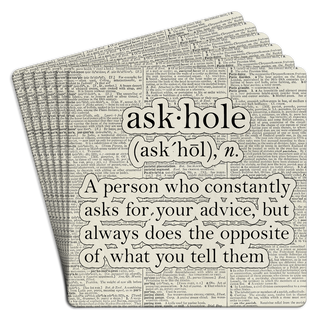 Bar Coaster Pack of 6| Askhole definition