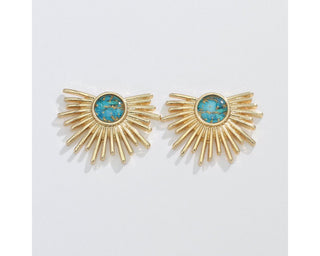 Gold & Aqua Starburst Earrings