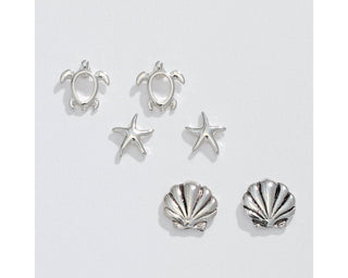 Turtle Starfish Shell Trio Earrings
