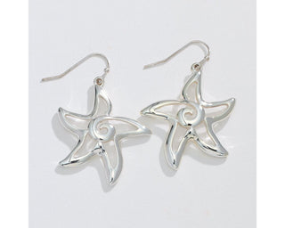 Silver Scroll Starfish Earrings