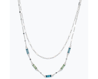 Two-Strand Blue & Green Crystal Necklace
