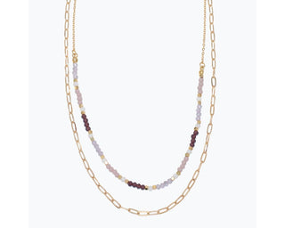 Two-Strand Lavender Bead & Gold Necklace