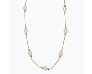 Stationed Pearls & Gold Necklace