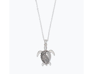 Silver Scroll Turtle Necklace