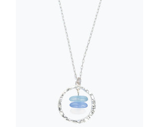 Hammered Silver & Sea Glass Necklace