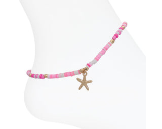 Pink Beads & Golds Starfish Anklet