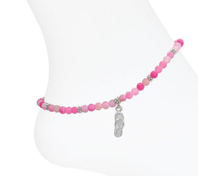 Pink Bead & Flipflop Charm Anklet