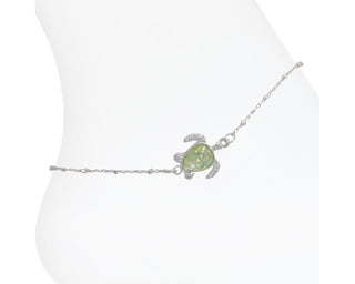 Green Shimmering Turtle Anklet