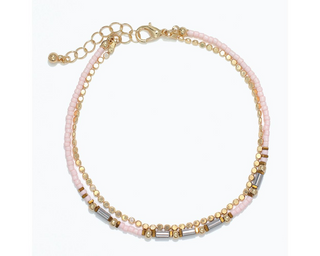 Double Layer Pink + Gold Anklet