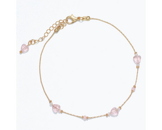Heart Shape Pink Crystals Anklet
