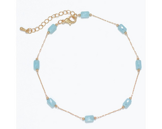 Gold With Aqua Crystals Anklet