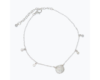 Silver Shell & Crystal Charms Anklet
