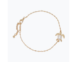 Graceful Pearled Turtle Anklet