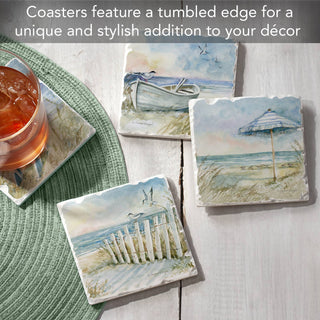 "Coastal Sanctuary" 4 Pack Assorted Image Coaster Set