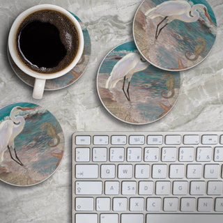 Experience Heron Round Absorbent Stone Coaster 4pk