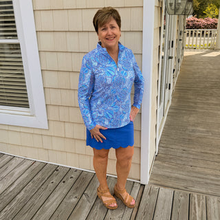 Beach Time High Neck Pullover in Turtle Dots