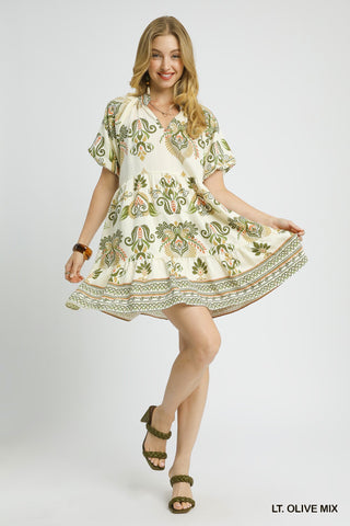 Never Too Late Mini Dress in Olive Mix