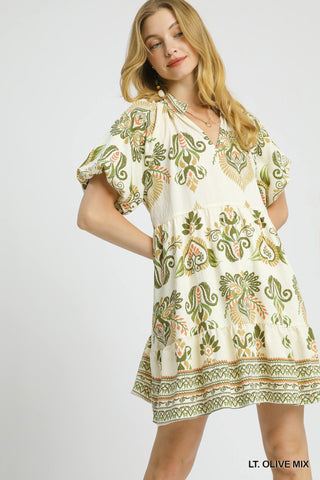 Never Too Late Mini Dress in Olive Mix