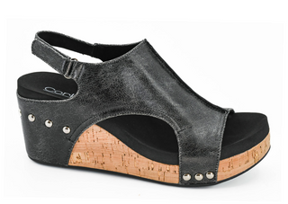 Corkys Carley Wedge In Black Crackle