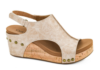 Corkys Carley Wedge In Sand Distressed