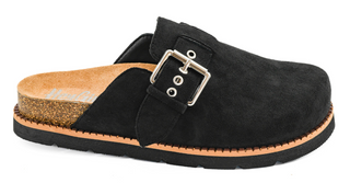 Corkys Day Dream Clogs In Black Faux Suede