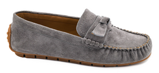 Corkys Driving Miss Daisy Loafers In Grey Faux Suede