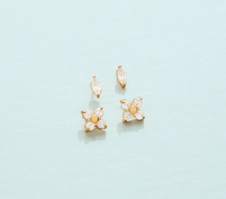 Sparkly Clover Stud Earrings Set